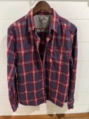 Casual Red & Blue Plaid Button-Down Shirt